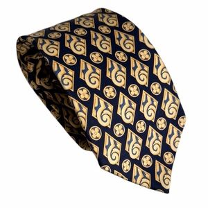 LUCA FRANZINI Navy and Gold Patterned Tie